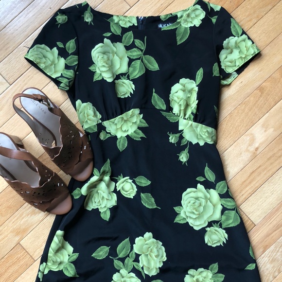 Vintage 90s black and green floral maxi dress - Picture 3 of 8